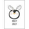 Ansichtkaart kerst hoofdje holly jolly